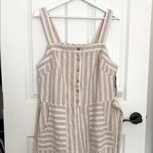 NWT dip Tan and White Striped Jumpsuit